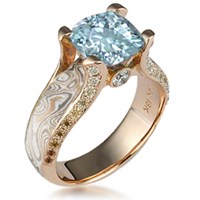 Juicy Light Engagement Ring with Montana Sky Sapphire and Champagne Diamonds