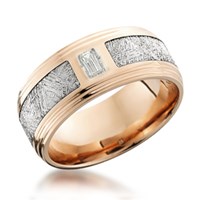 meteorite stepped edge rose gold band