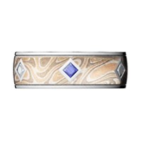 Custom Champagne Mokume Band with Diamond and Sapphire Accents