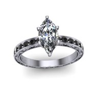 marquise diamond on black diamond engagement ring