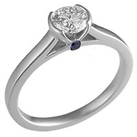 Modern Cathedral Bezel Engagement Ring in Platinum with Surprise Stone