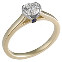 Modern Cathedral Bezel Engagement Ring Two-Tone with Surprise Stone