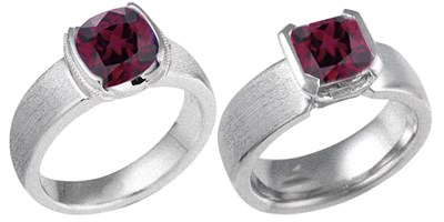 modern millegrain engagement rings with garnets