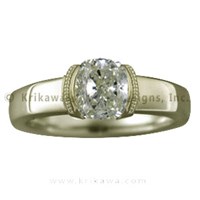 Modern Millegrain Engagement Ring in Yellow Gold with Light Yellow Diamond