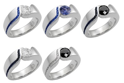modern channel wave engagement ring variaitions