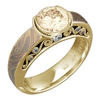 mokume curls engagement ring yellow gold
