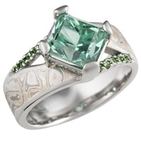 mokume diamond venetian engagement ring