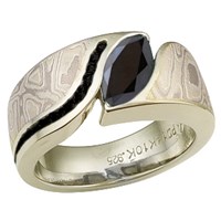 mokume diamond ring with black diamonds