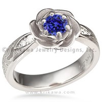 Mokume Rose Blossom Engagement Ring with Blue Sapphire