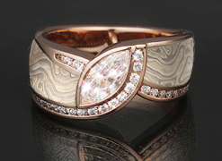 mokume marquise rose gold winter engagement ring