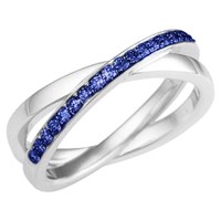 pave layered crossover sapphire wedding band