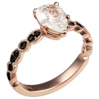 millegrained engagement ring with black diamonds