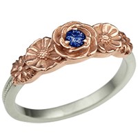 rose poppy daisy ring with sapphire