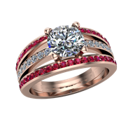 ruby and diamond engagement ring in rose gold