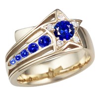 Shooting Star Engagement Ring with Graduated Sapphire Channel