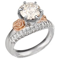 simple rose engagement ring with diamond contoured wedding band
