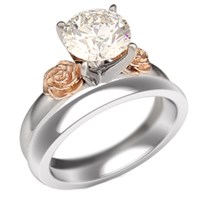 simple rose engagement ring with wedding band