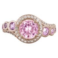 Spiral Galaxy Pave Engagement Ring with Light Pink Sapphire top