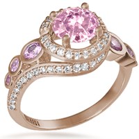 Spiral Galaxy Pave Engagement Ring with Light Pink Sapphire