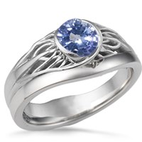 Tree of Life Wedding Set White Gold and Sapphire