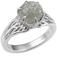 tree of life engagement ring with raw diamond