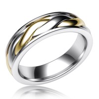 Twist Mens Wedding Band with Yellow Gold and White Gold