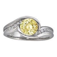 Carved Wave Engagement Ring with Light Yellow Sapphire