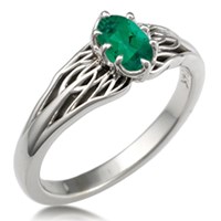 Tree of Life Engagement Ring with Green Stone