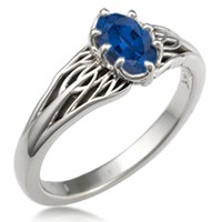 Tree of Life Engagement Ring Blue Sapphire 8mmX6mm