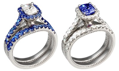 vintage deco cathedral with blue sapphires
