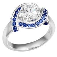 sapphire ribbon halo engagement ring
