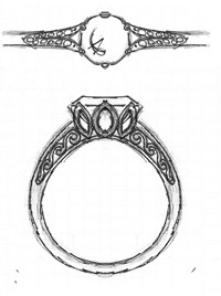 vintage engagement ring sketch