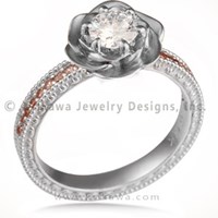 Vintage Rose Engagement Ring with Champagne Diamonds