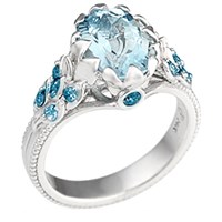 vintage wreath engagement ring with blue accents