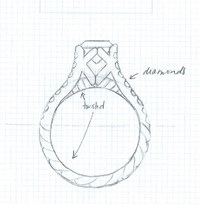 rope engagement ring twist sketch