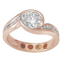 carved wave engagement ring with birthstones