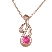 Delicate Leaf Pendant in 14k Rose Gold with a Medium Pink Chatham Sapphire
