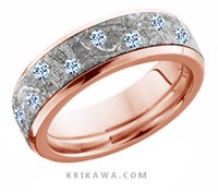 meteorite wedding band with scattered diamonds
