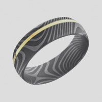 damascus band with yellow gold stripe