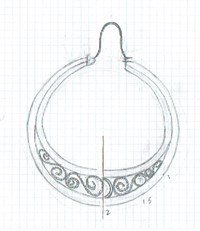 mokume hoop earring sketch