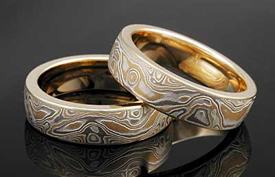 Unique Wedding Rings in Mokume Gane Unique Wedding Rings in Mokume Gane