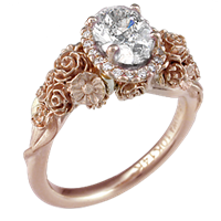 floral bouquet engagement ring in rose gold
