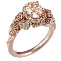 floral bouquet engagement ring with champagne diamonds