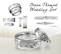 Ocean themed wedding rings