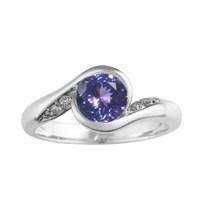 sapphire carved wave engagement ring