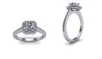 halo and diamond accent engagement ring