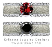 Dragon Scale Mokume Band with Black Diamond or Ruby Dragon Scale Mokume Band with Black Diamond or Ruby