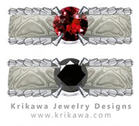 Dragon Scale Mokume Band with Black Diamond or Ruby