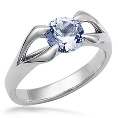 Carved Branch Ring with a Lab Blue Diamond Set in Prongs