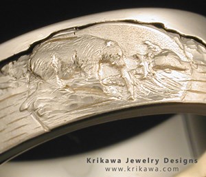 Alaska Bear Fish Mountain Wedding Ring Alaska Bear Fish Mountain Wedding Ring